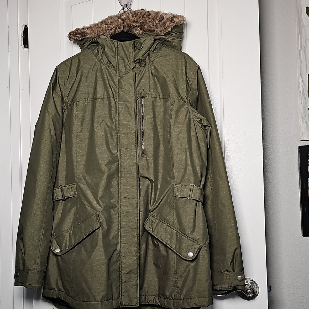 Columbia Forest Green Ski Jacket with Fur Hood